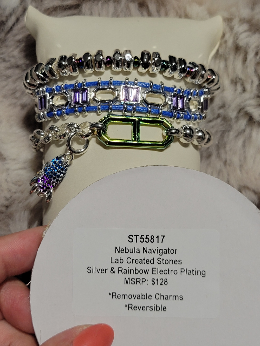 Nebula Navigator Silver & Rainbow Bracelet Set